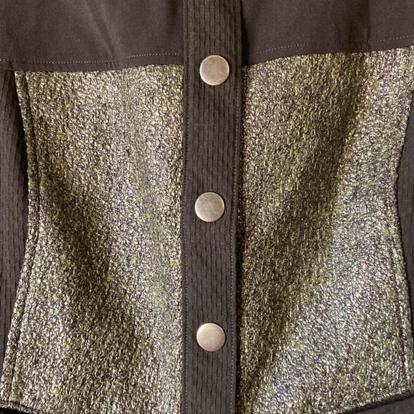 CAbi #3036 Media Tweed Green & Black Snap Button Jacket M - Picture 9 of 15